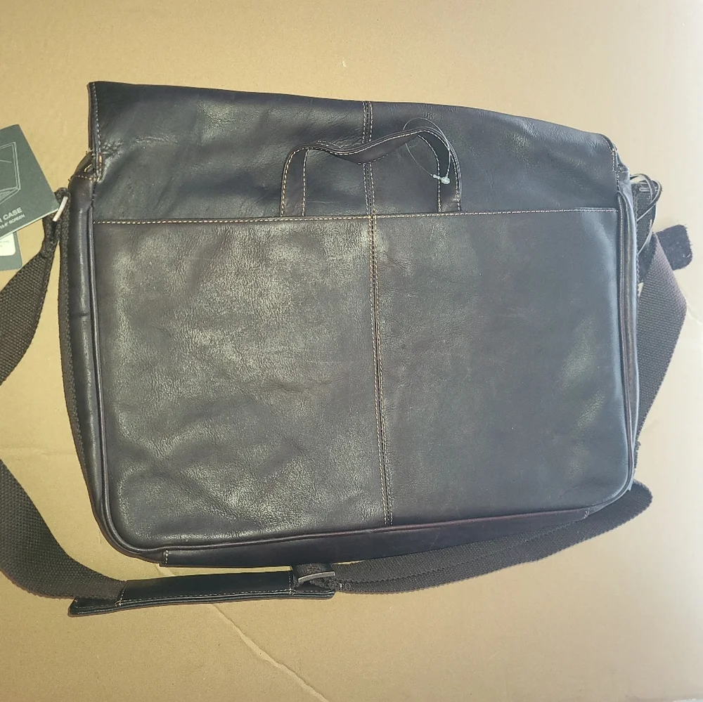 Kenneth Cole Leather Laptop Messenger Bag